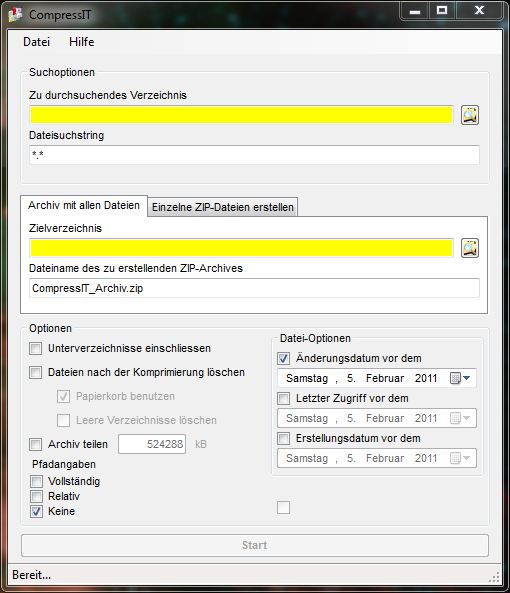 Ansicht CompressIT Programmfenster