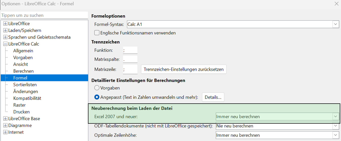 Libre Problem AutoBerechnung
